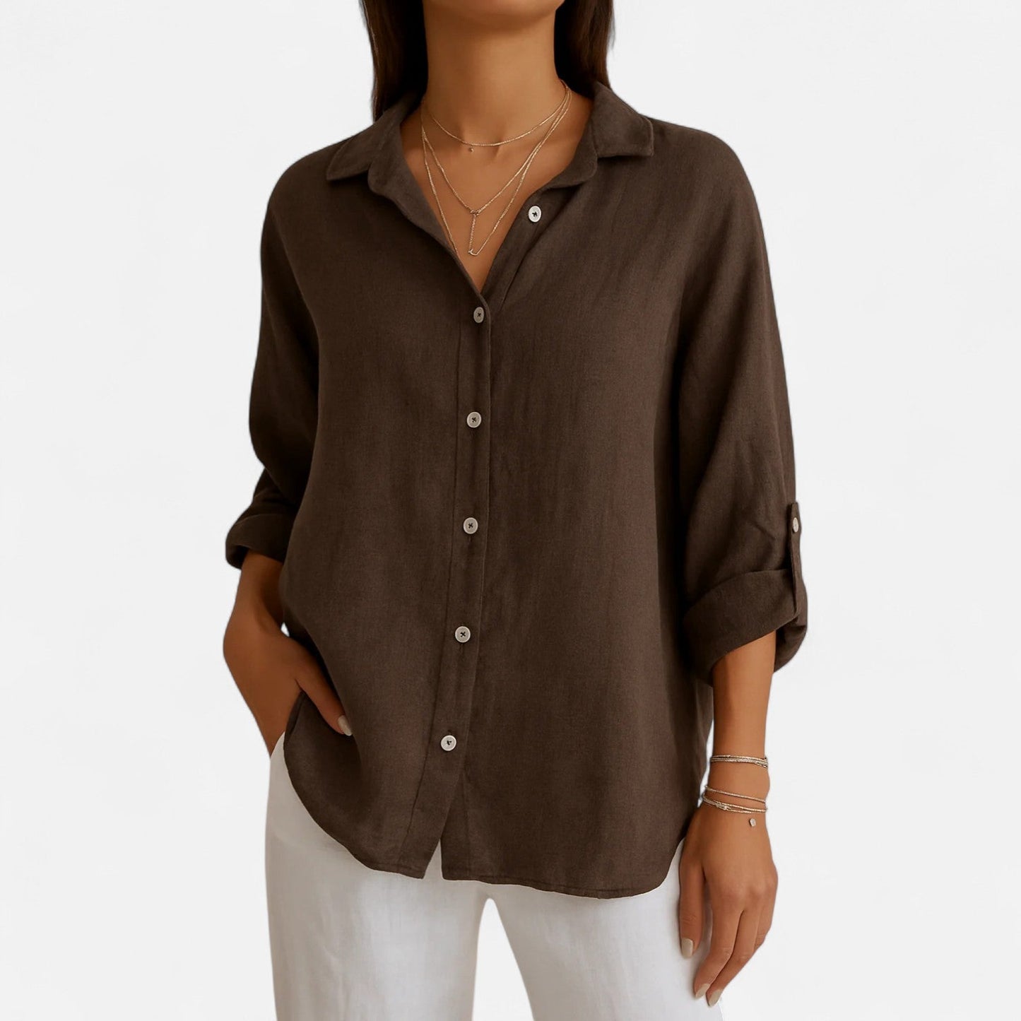 Old Monarchy | Women’s Linen Long Sleeve Blouse – Premium Lightweight Elegance for Refined Casual & Everyday Grace